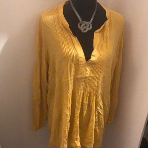 Old Navy Mustard/White VNeck Blouse XXL